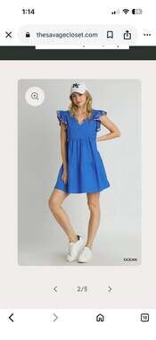 Umgee Royal Blue Embroidered Ruffle Sleeve Tiered Babydoll Mini Dress